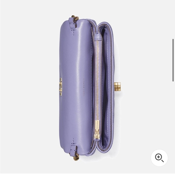 🌺Host Pick 🌺 Tory Burch Kira Chevron Chain Wallet- Dark Lotus - Picture 4 of 8